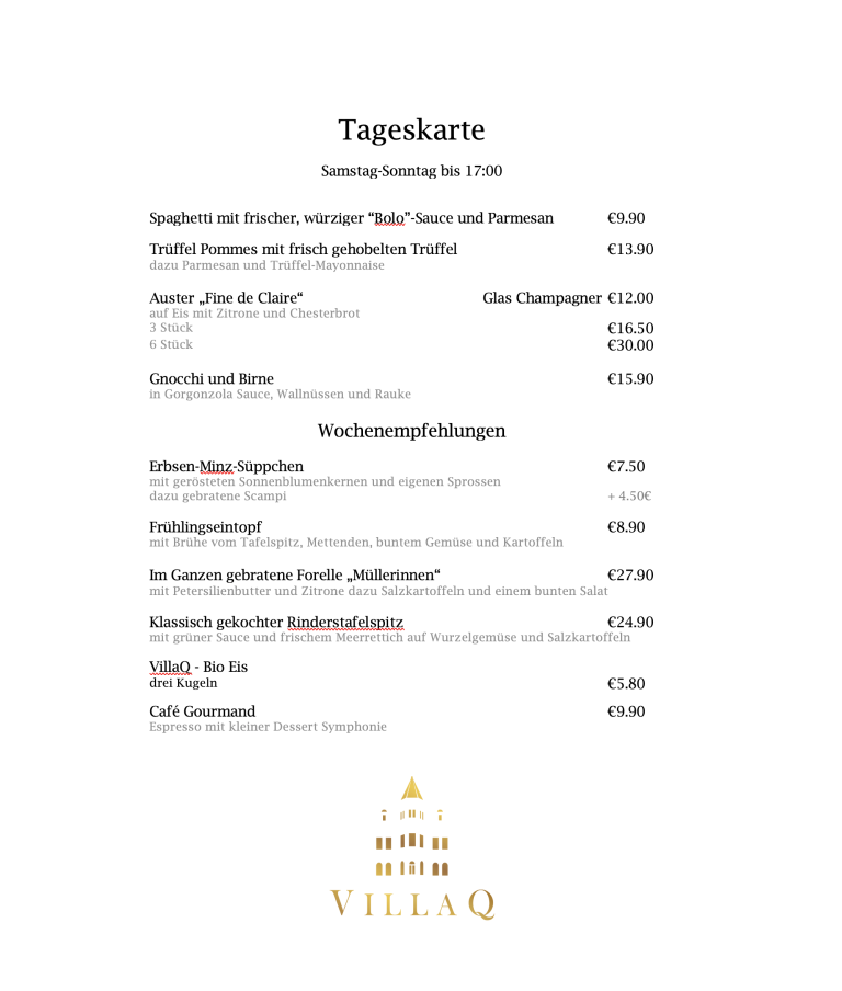 Tageskarte VillaQ